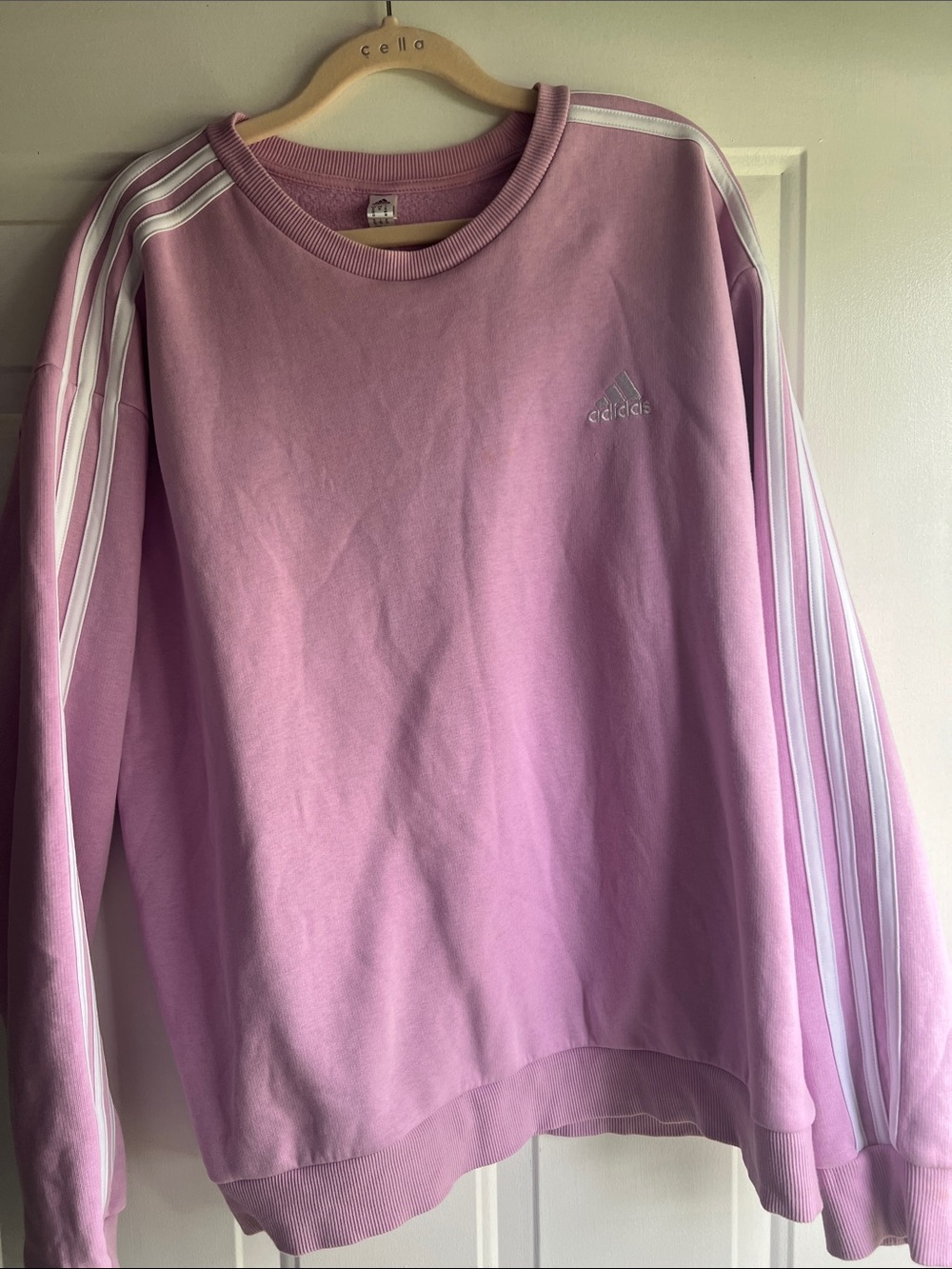 adidas Lavender Crewneck Sweatshirt with White 3-Stripes